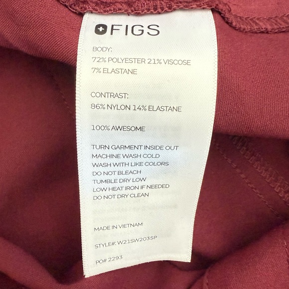 NWT Figs Yola Maternity 2.0 Petite Scrub Pants Burgundy Size XL - Picture 9 of 9
